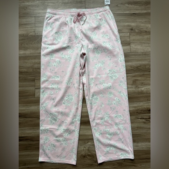 WOMEN'S PRINTED FLEECE PAJAMA PANTS, CREATED FOR MACY'S PRETTY FLORAL SIZE L NEW - Picture 1 of 11